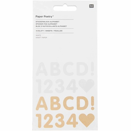 100 autocollants alphabet blanc et kraft