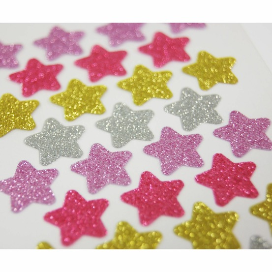 28 stickers etoiles - paillettes - 1,8 cm