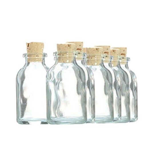 10 mini bouteilles en verre 6 cm avec bouchon liège
