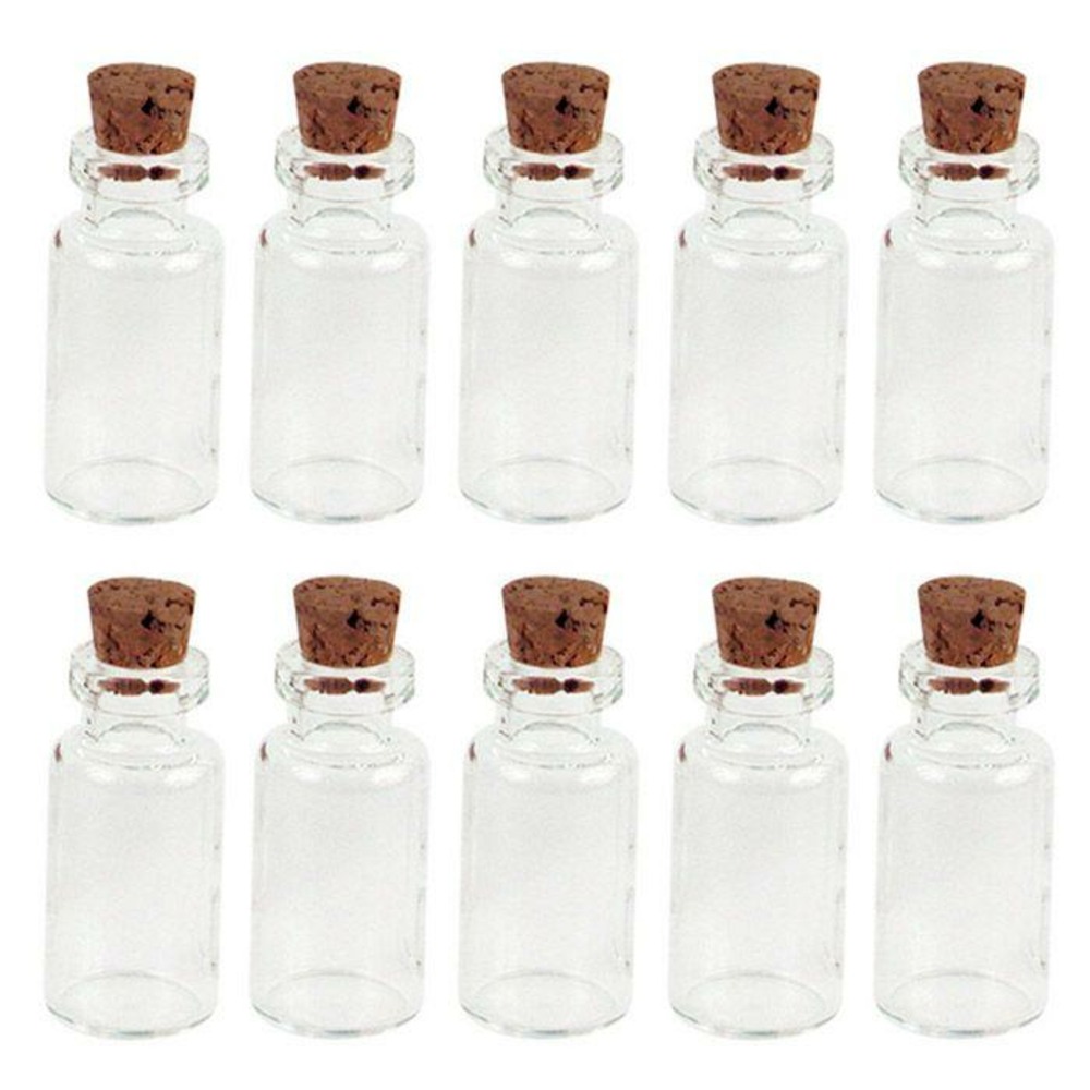 10 mini flacons en verre 2,4 cm à bouchon liège