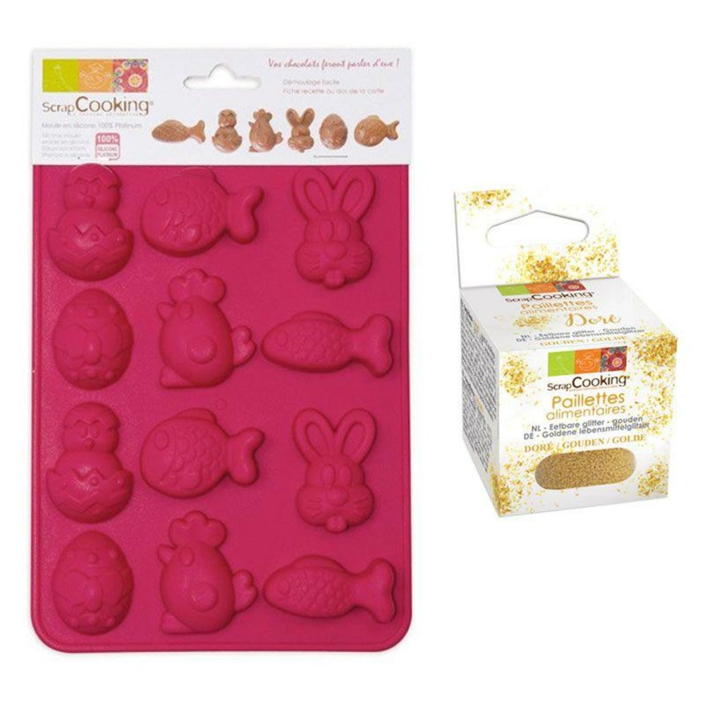 Moule chocolats de pâques + paillettes dorées