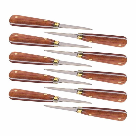 10 lancettes à huîtres avec manche bois 16 cm