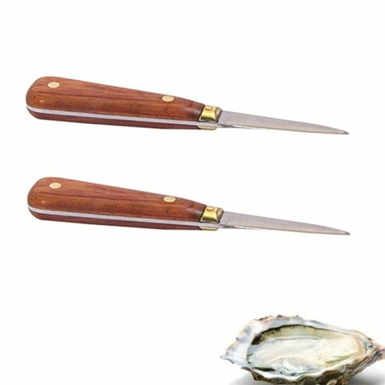 2 lancettes à huîtres avec manche bois 16 cm