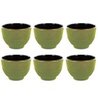 6 tasses en fonte de chine vert & bronze 15 cl