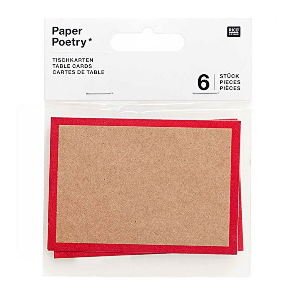 6 marque-places kraft rouge