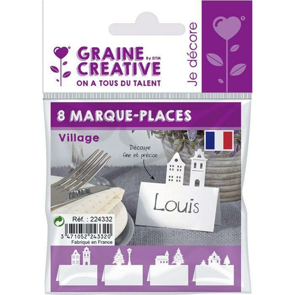 Marque places pour table de noël - village