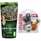 Boule à thé chat noir-poisson + thé vert genmaicha 100 g