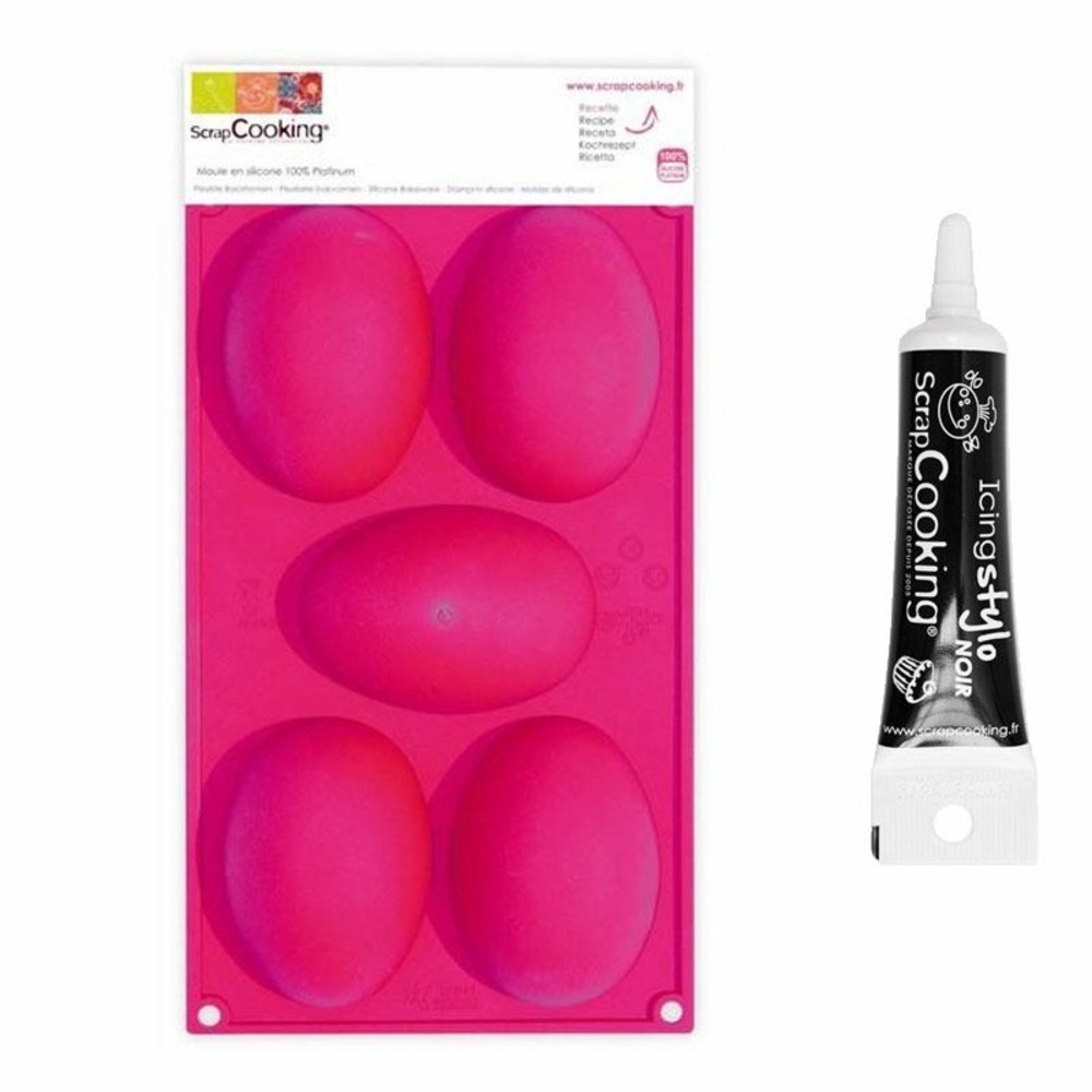 Moule à oeufs de pâques + stylo de glaçage noir