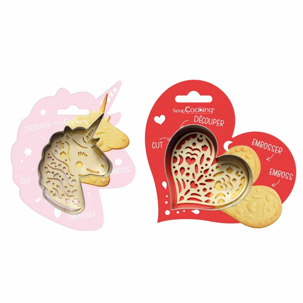 Kit pour biscuit en relief licorne + coeur