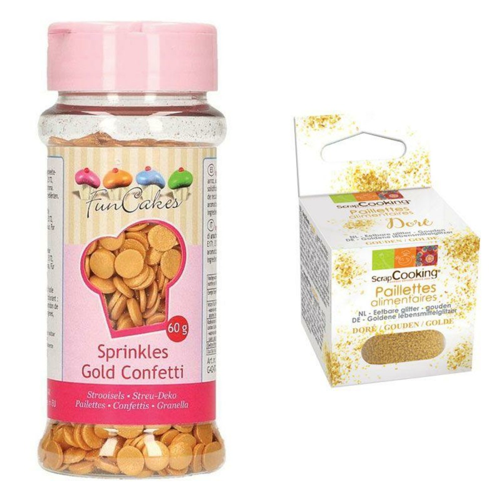 Décors sucrés confettis dorés + paillettes dorées