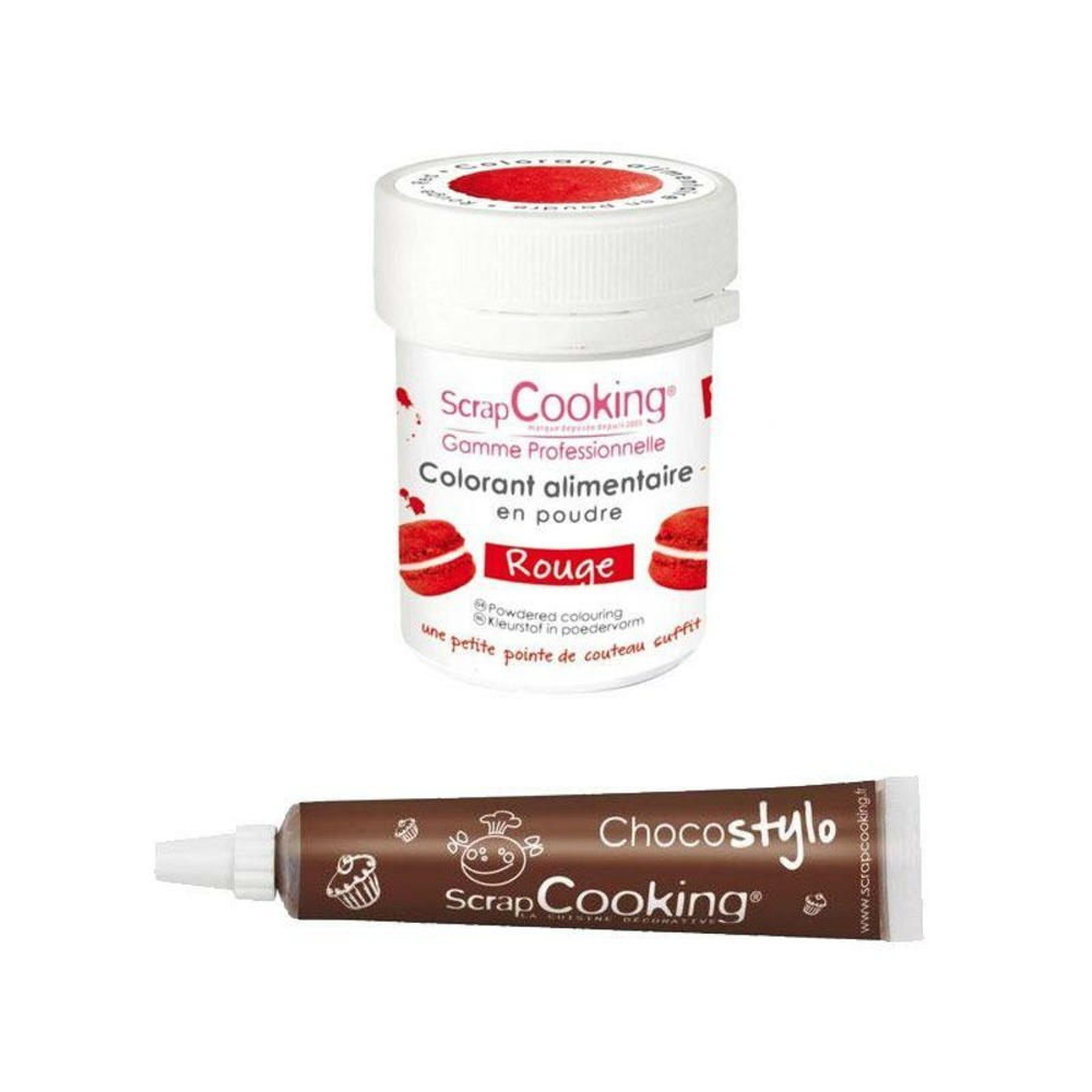 Stylo chocolat + colorant alimentaire rouge