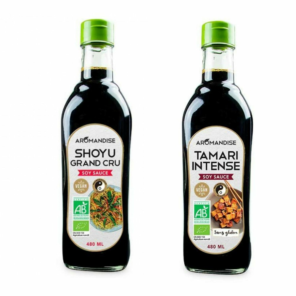 Duo de sauces soja bio shoyu et tamari : 2 x 0,48 l