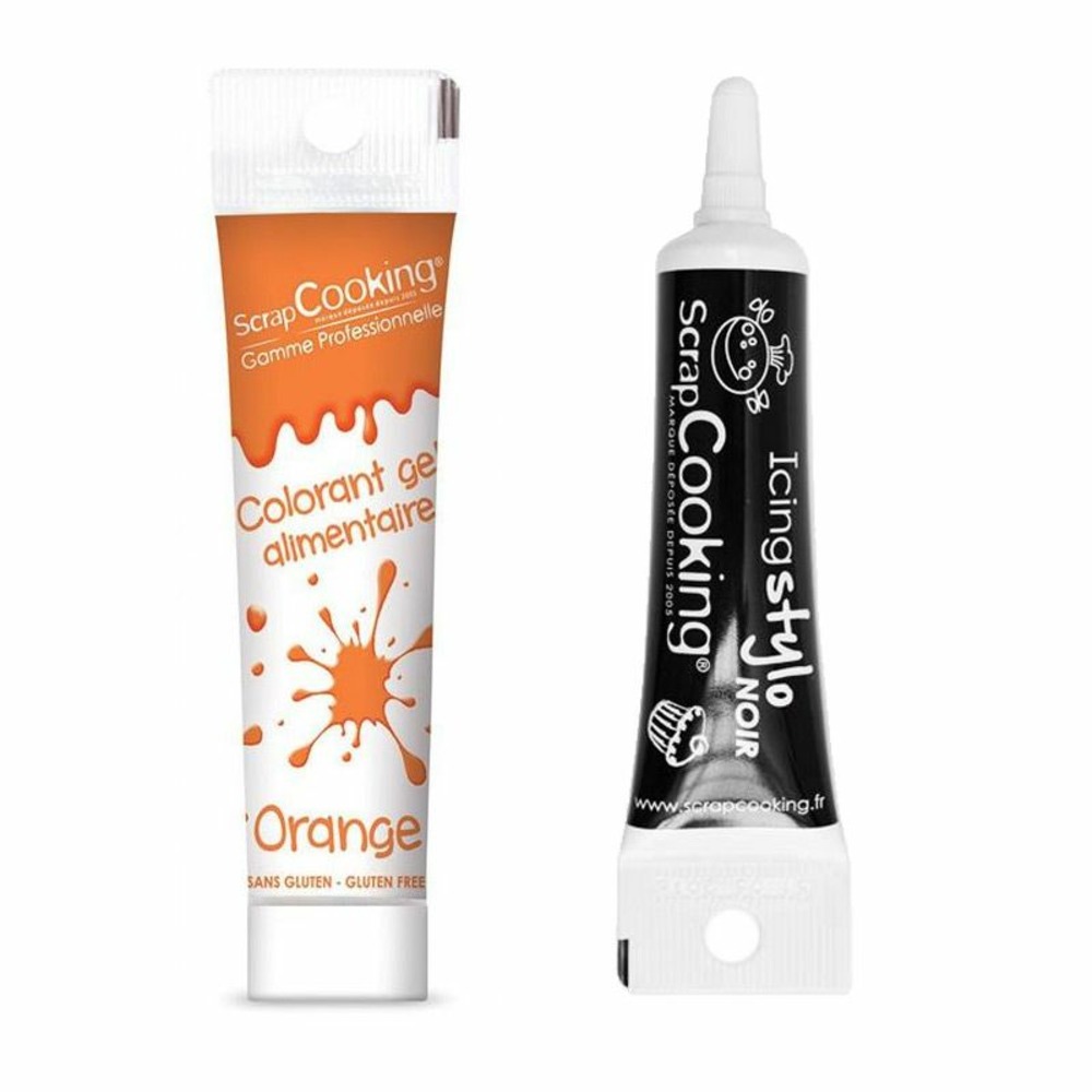 Gel colorant alimentaire orange 20 g + stylo glaçage noir