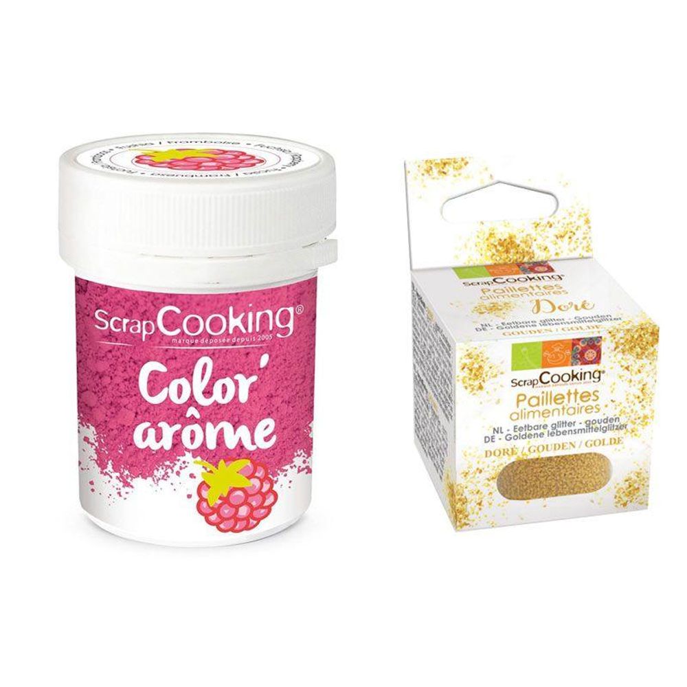 Colorant alimentaire rose arôme framboise + paillettes dorées | Truffaut
