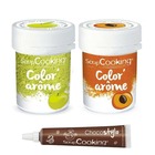 2 colorants alimentaires aux arômes de pomme & abricot + stylo chocolat