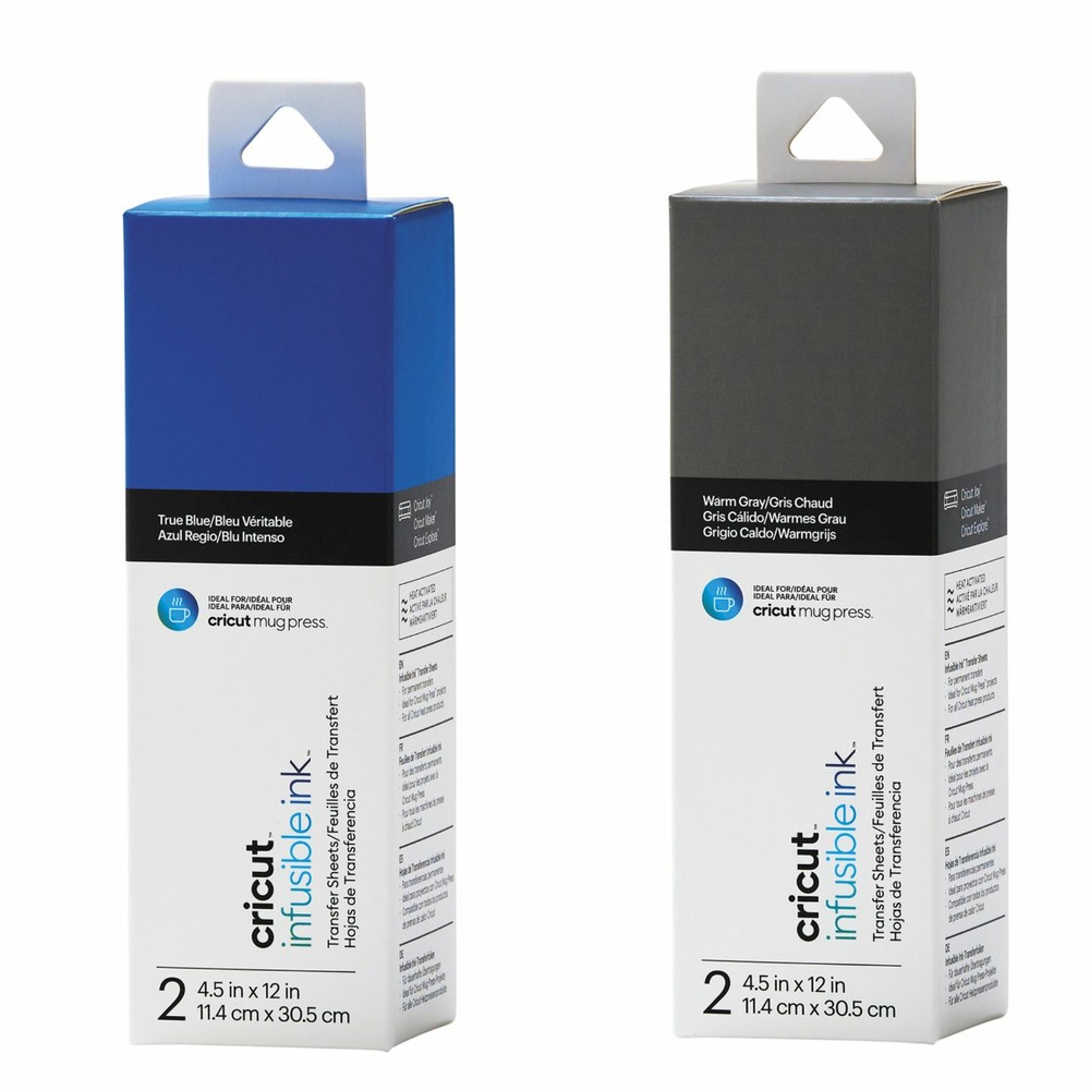 4 feuilles de transfert pour mug press - bleu + gris