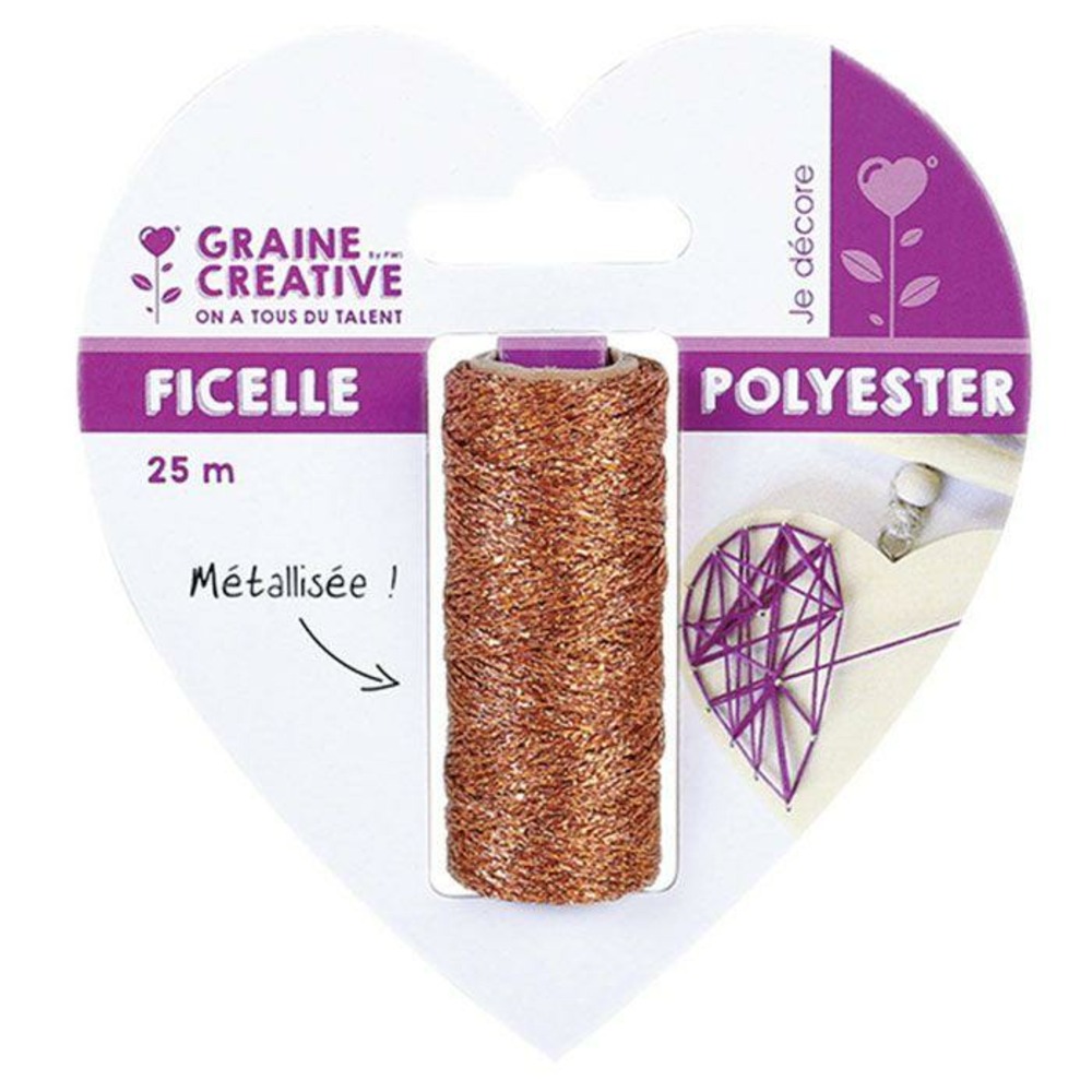 Bobine de ficelle métallisée cuivre 25 m - string art