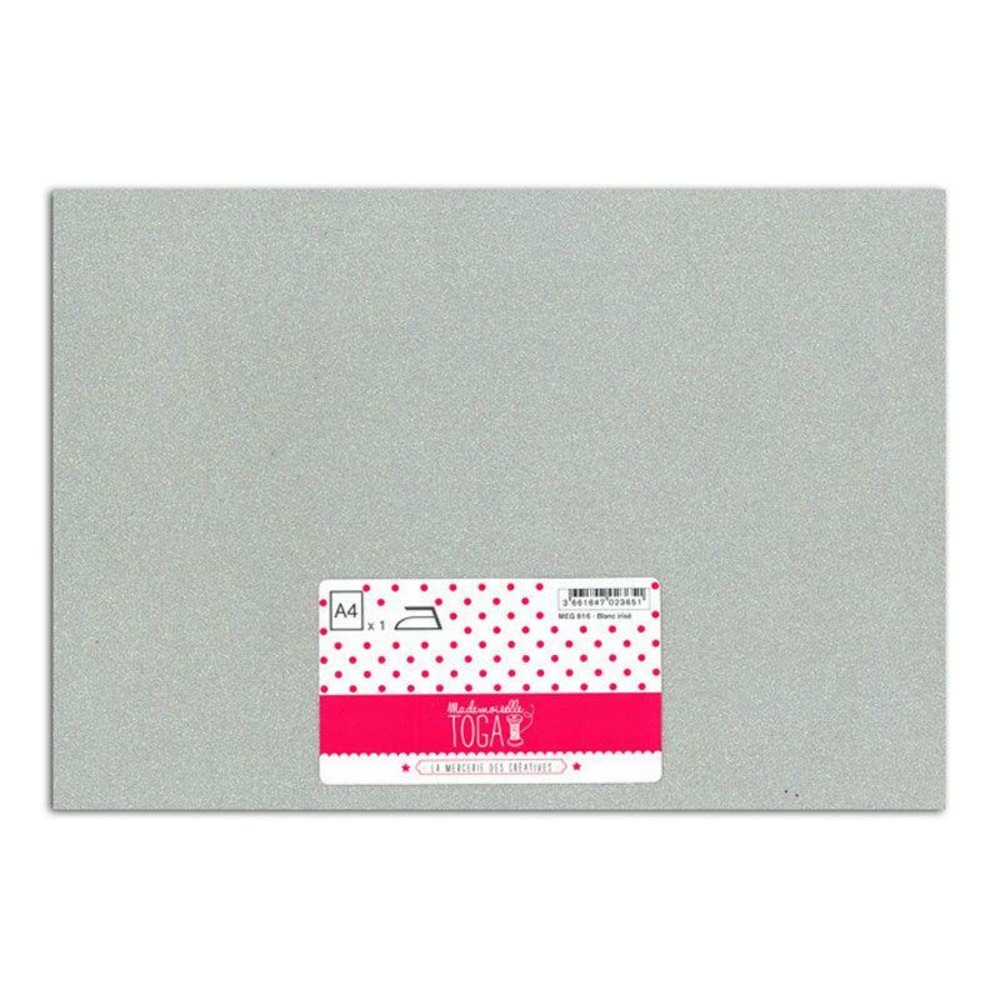 Flex thermocollant à paillettes - blanc irisé - 30 x 21 cm