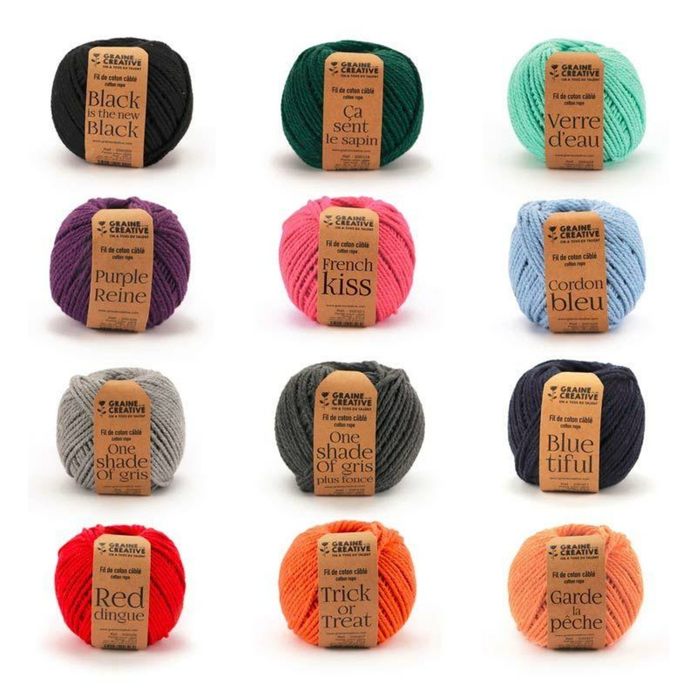 12 bobines de fil en coton pour macramé