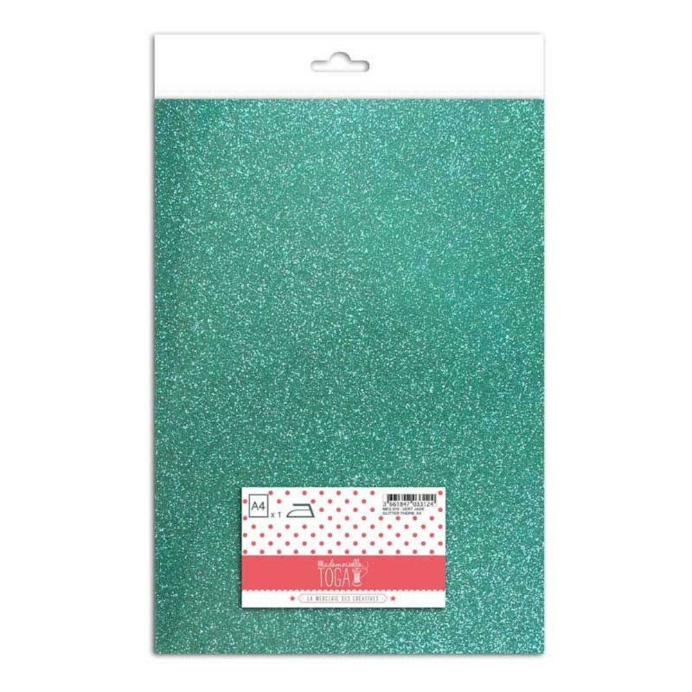 Flex thermocollant à paillettes - vert jade - 30 x 21 cm
