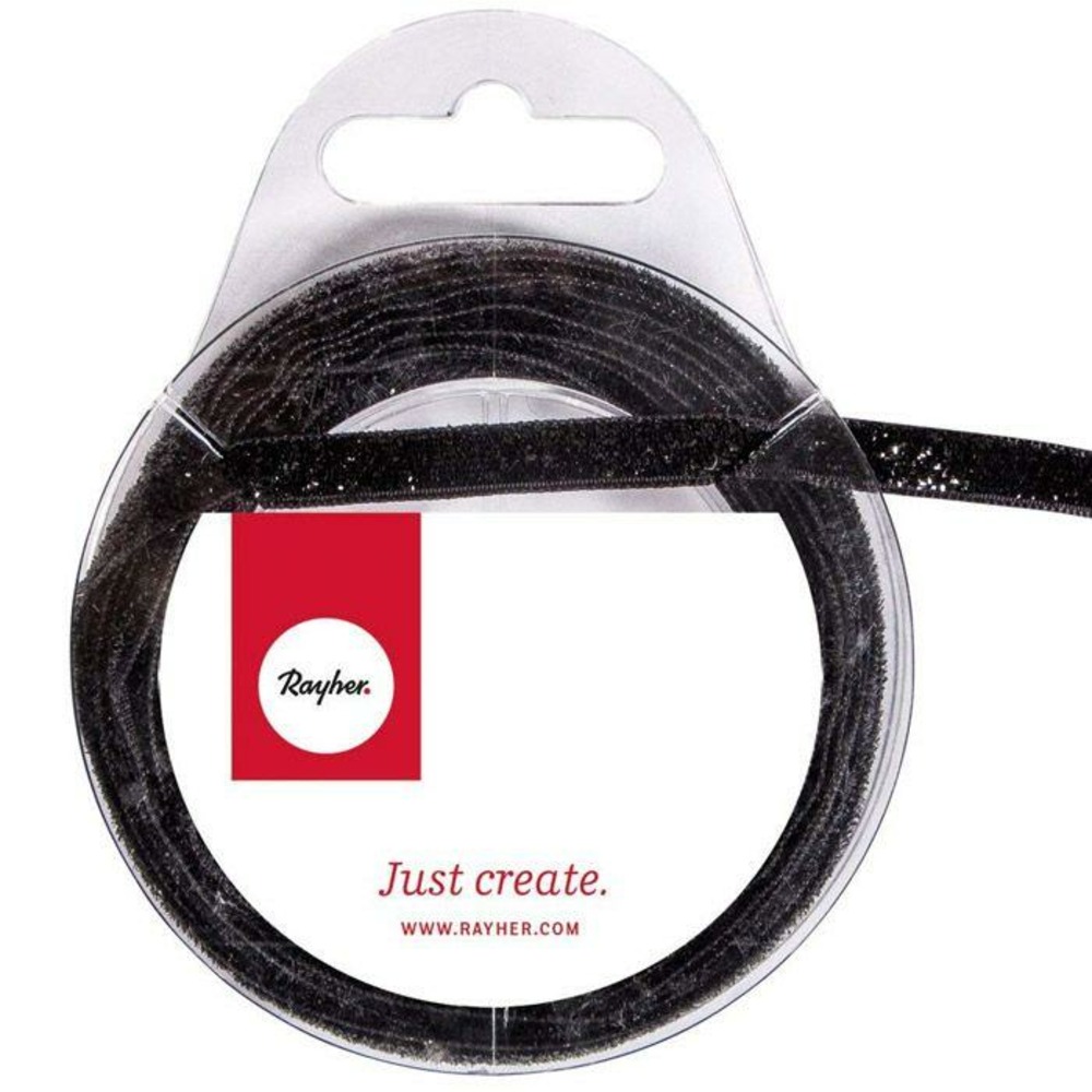 Ruban en velours métallique 4 m x 6 mm - noir