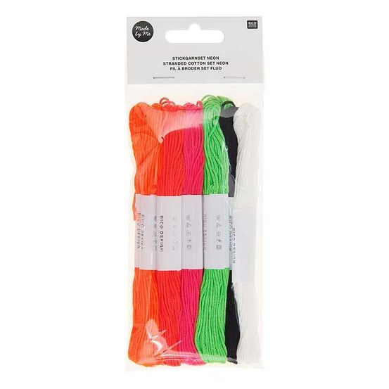 10 fils à broder en coton - fluo