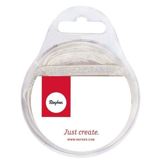 Ruban en velours métallique 4 m x 6 mm - blanc