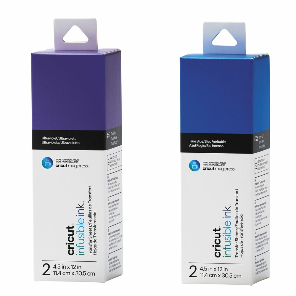 4 feuilles de transfert pour mug press - violet + bleu