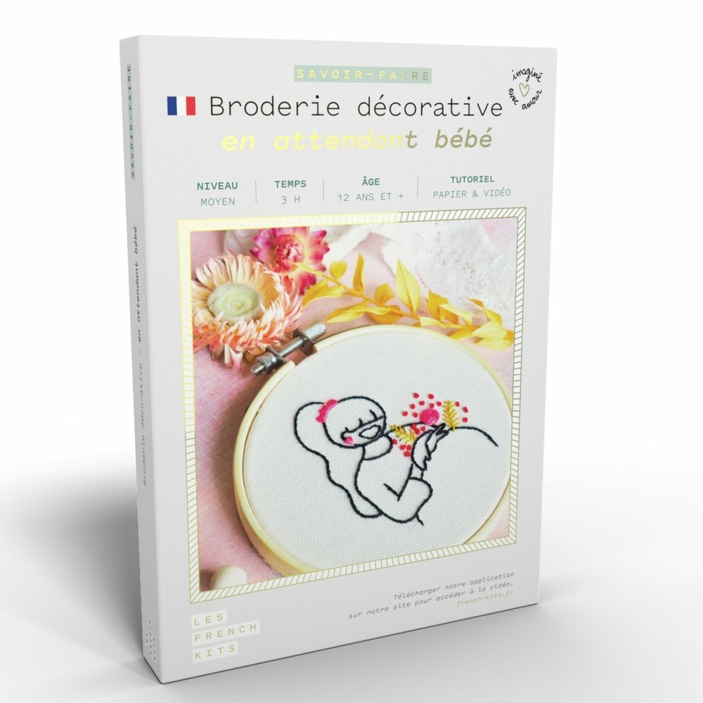 Coffret diy - broderie décorative - en attendant bébé
