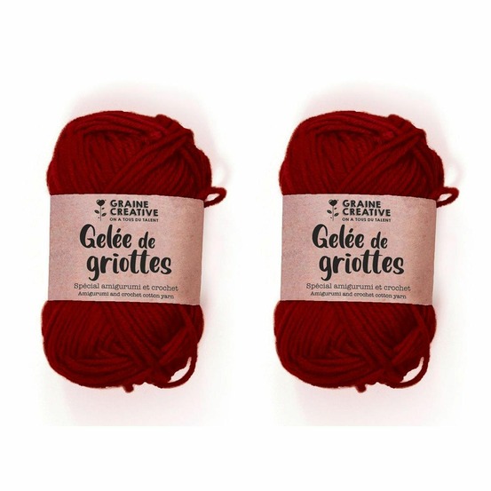 2 fils de coton pour crochet 55 m - rouge bordeaux