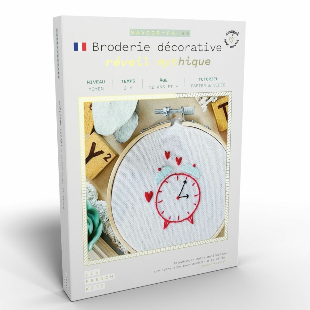 Coffret diy - broderie décorative - le réveil sonne