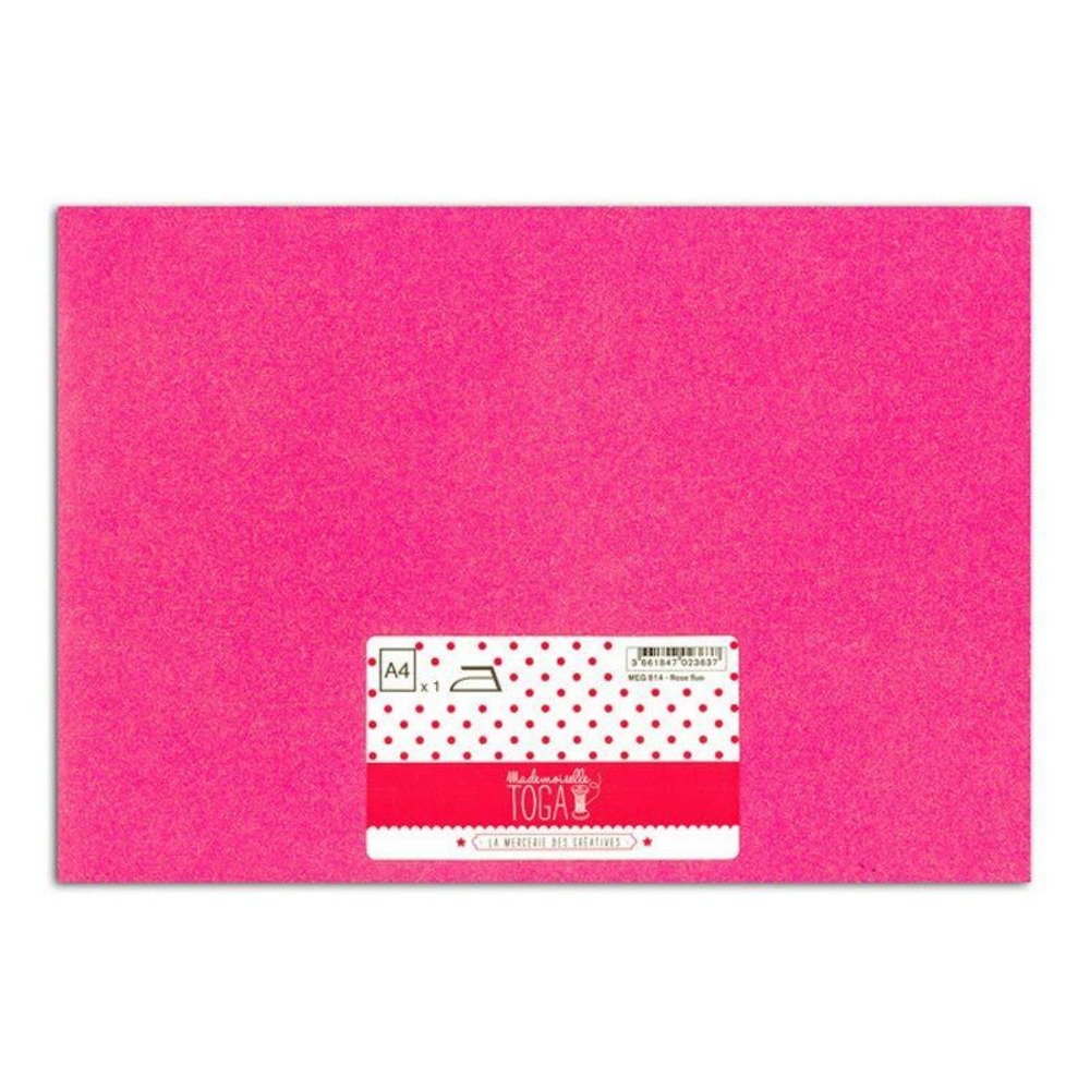Flex thermocollant à paillettes - rose fluo - 30 x 21 cm