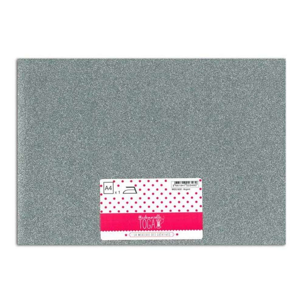 Flex thermocollant à paillettes - argent - 30 x 21 cm