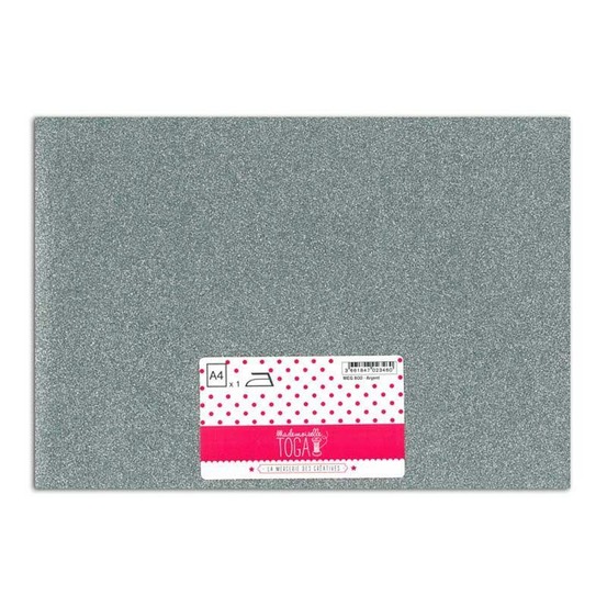 Flex thermocollant à paillettes - argent - 30 x 21 cm