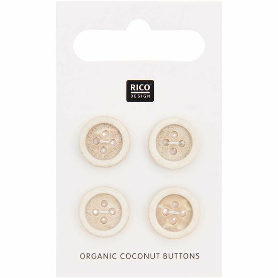 4 boutons en noix de coco - 13 mm