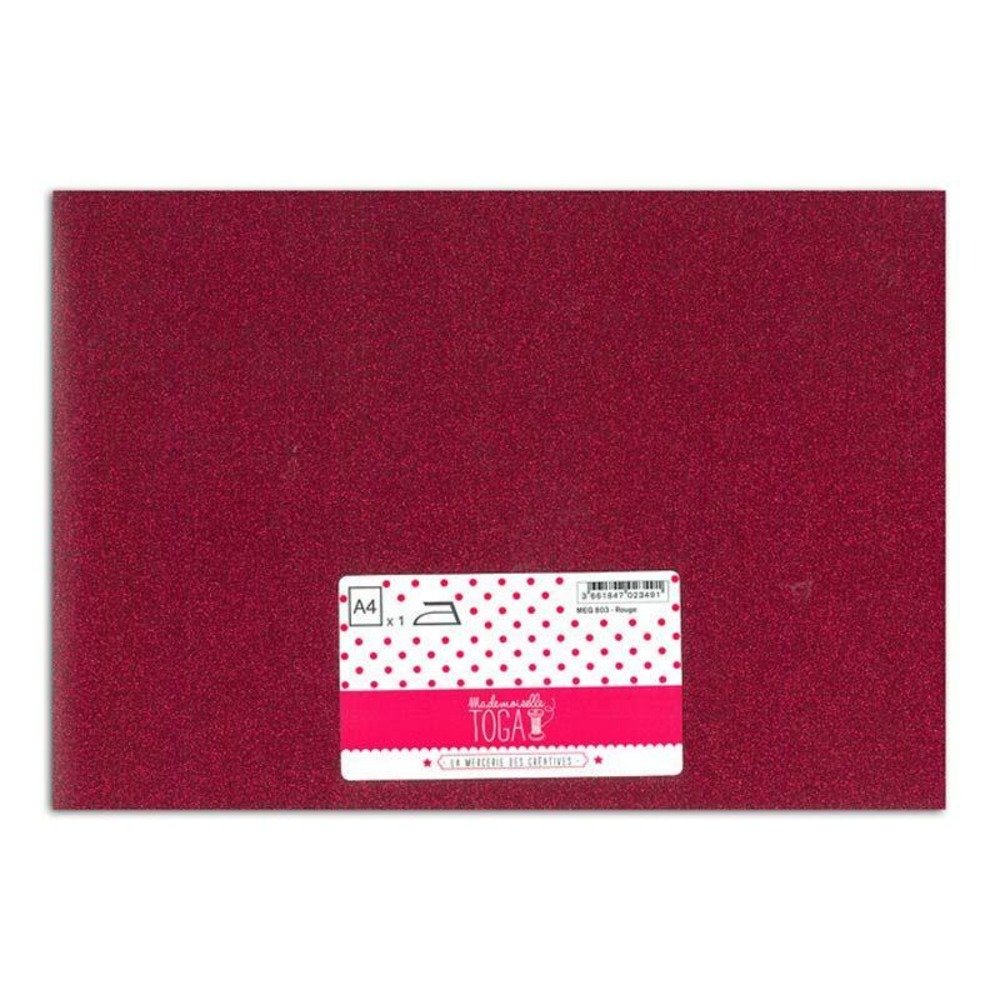 Flex thermocollant à paillettes - rouge - 30 x 21 cm