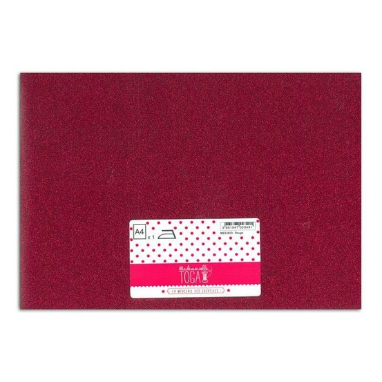 Flex thermocollant à paillettes - rouge - 30 x 21 cm