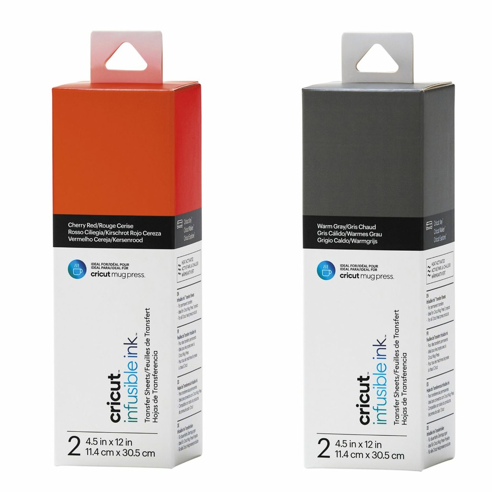 4 feuilles de transfert pour mug press - rouge + gris