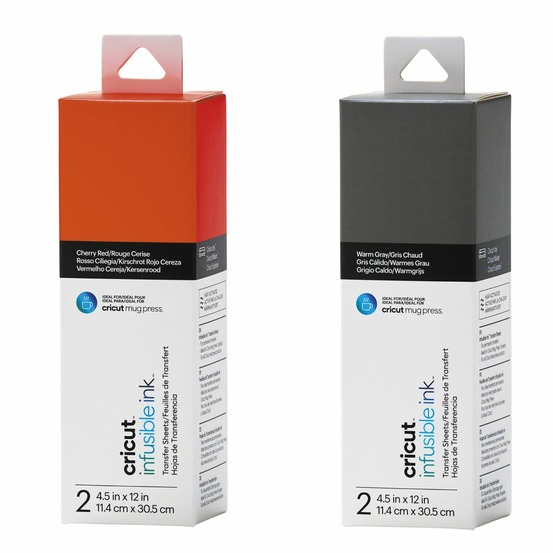 4 feuilles de transfert pour mug press - rouge + gris