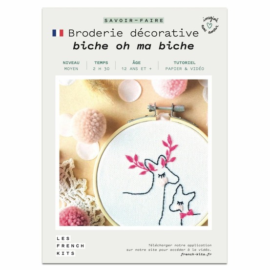 Coffret diy - broderie décorative - biche et faon