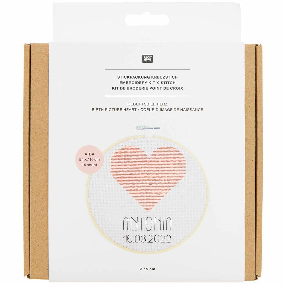Kit broderie de naissance coeur
