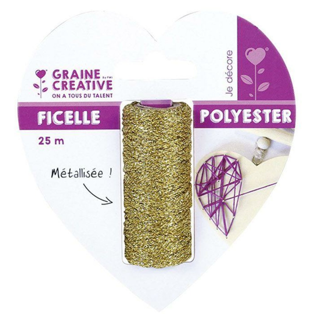 Bobine de ficelle métallisée dorée 25 m - string art