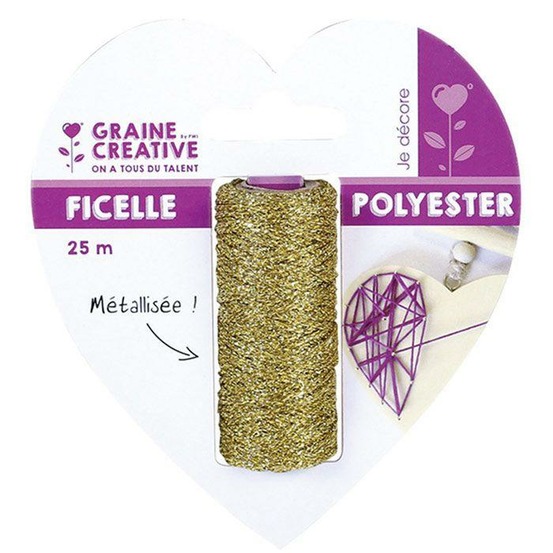 Bobine de ficelle métallisée dorée 25 m - string art