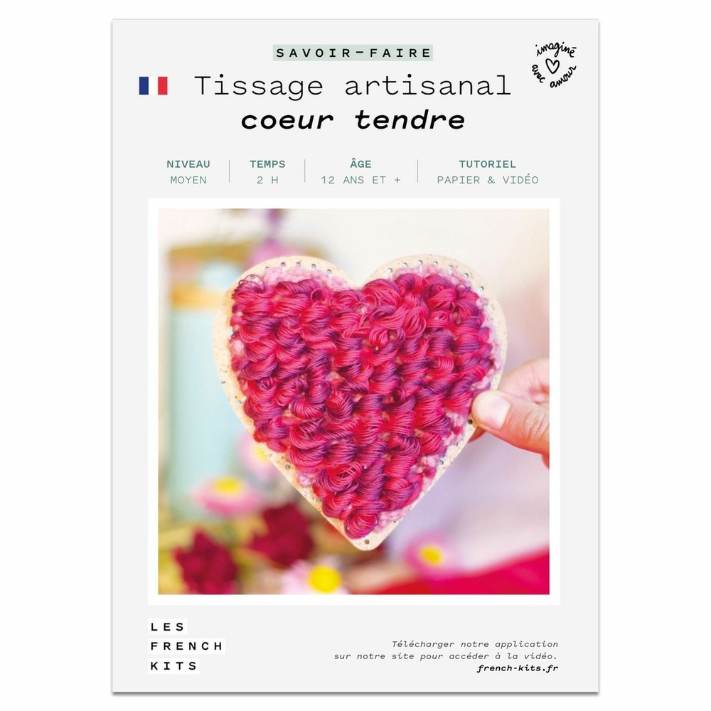 Coffret diy - coeur rouge et rose à tisser