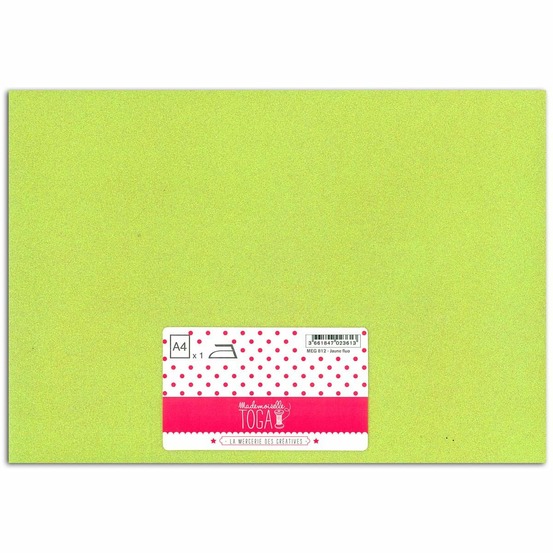 Flex thermocollant à paillettes - jaune fluo - 30 x 21 cm