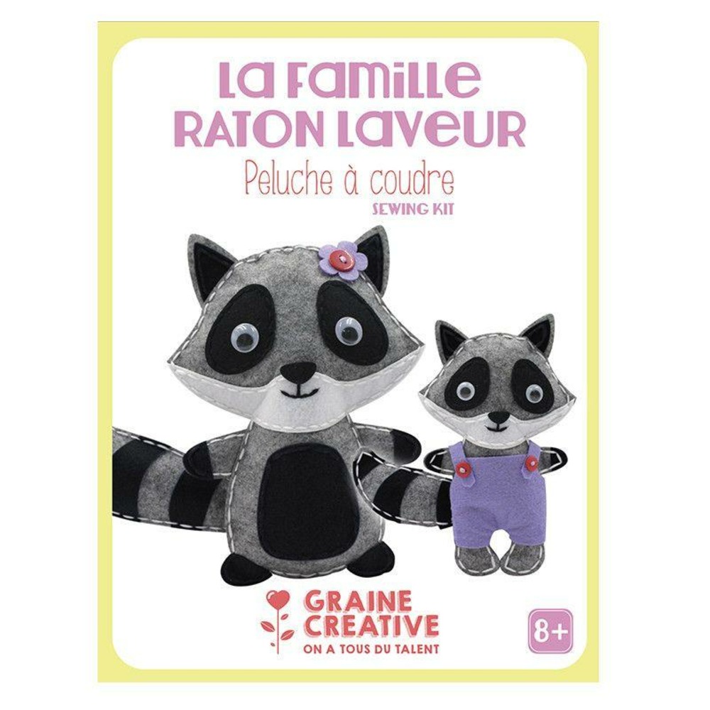 La famille raton laveur - peluches à coudre
