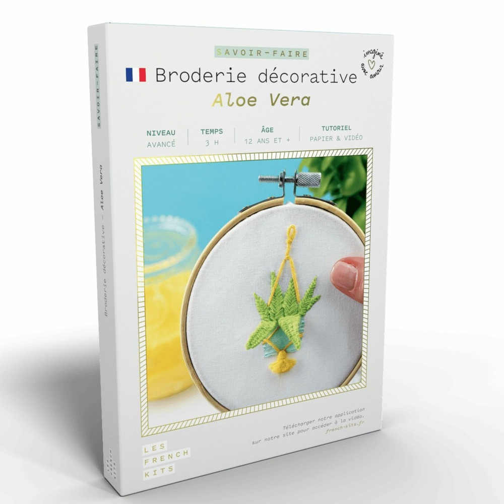 Coffret diy - broderie décorative - plante aloe vera