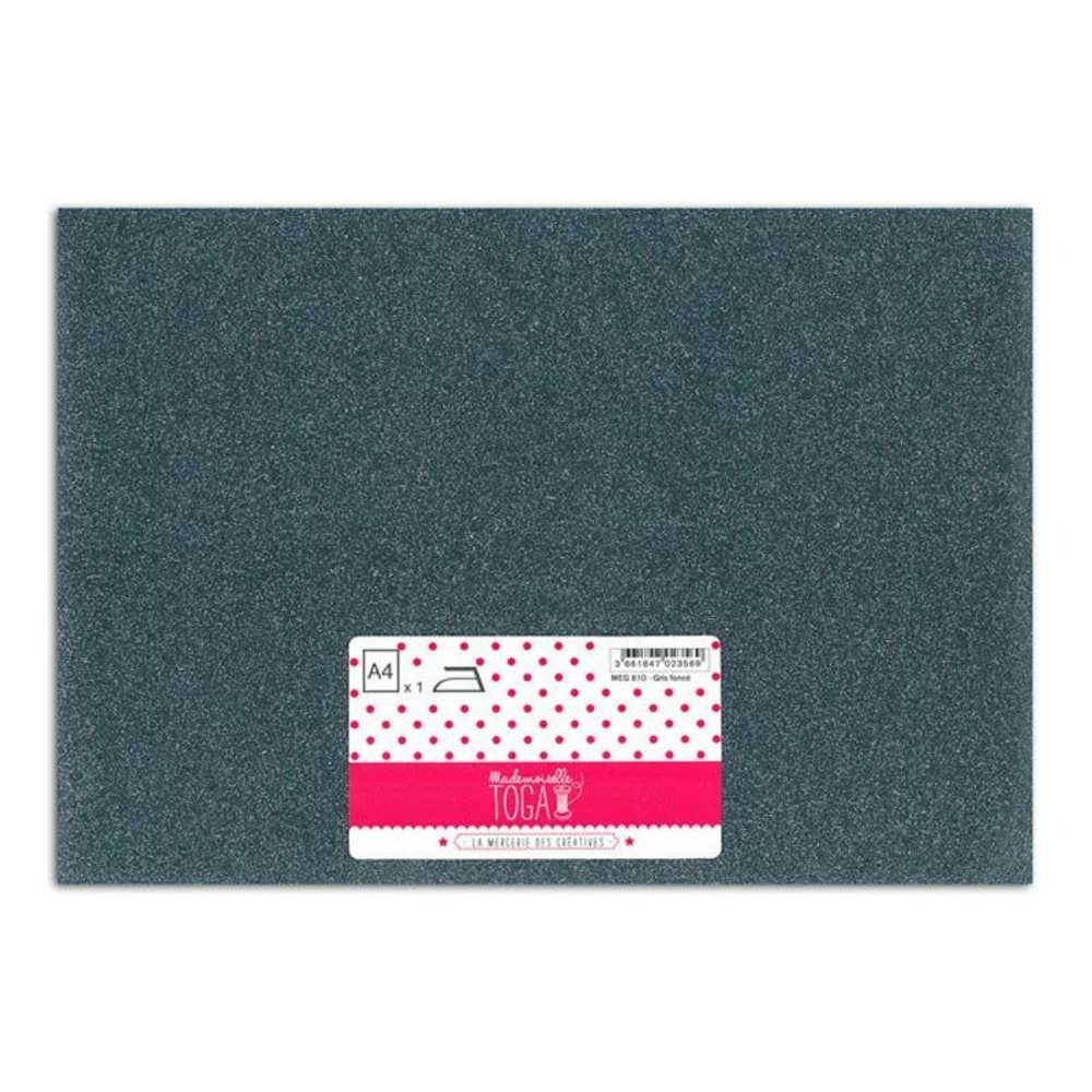 Flex thermocollant à paillettes - gris foncé - 30 x 21 cm