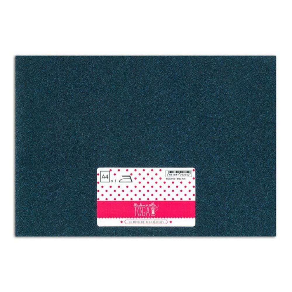 Flex thermocollant à paillettes - bleu nuit - 30 x 21 cm