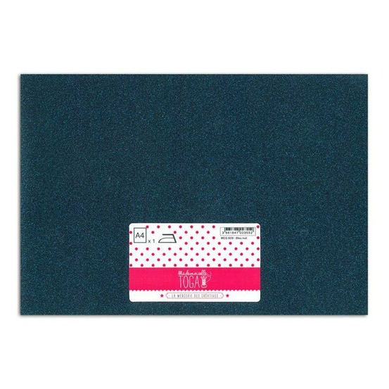Flex thermocollant à paillettes - bleu nuit - 30 x 21 cm